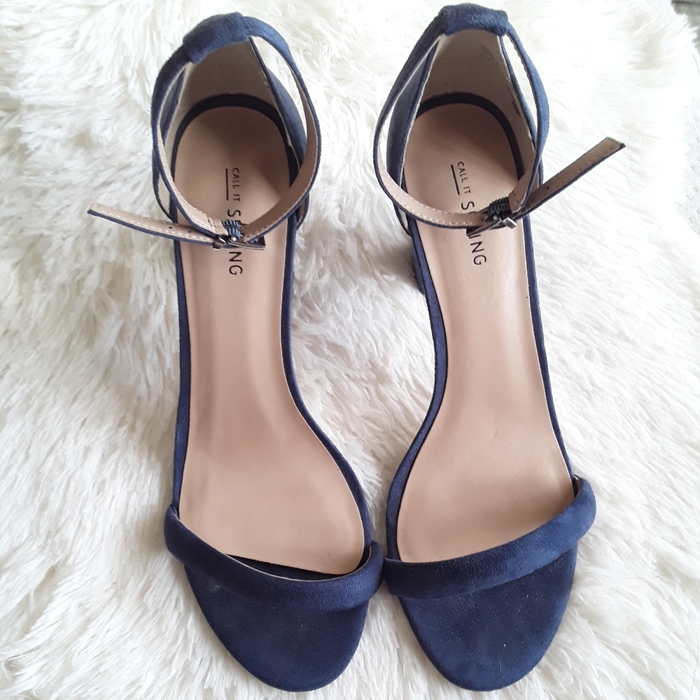 2/$20 Blue velour velvet heels strap